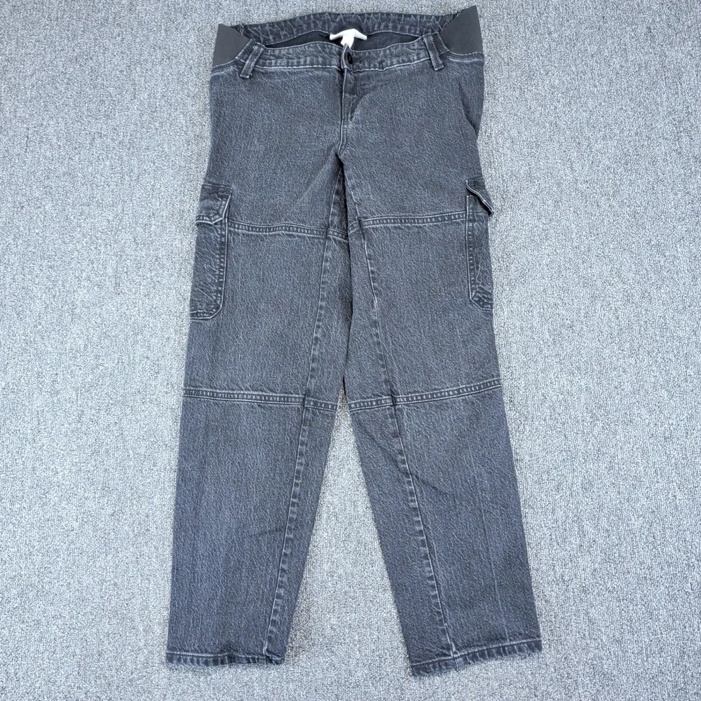Isabel by Ingrid & Isabel 90s Straight Maternity Cargo Jeans Womens 2 Black